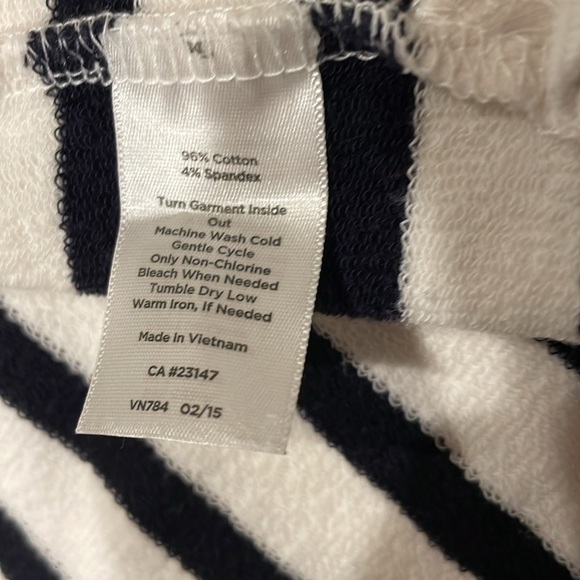 Talbots striped sweatshirt navy blue white cotton kangaroo pocket pullover X - Picture 10 of 10